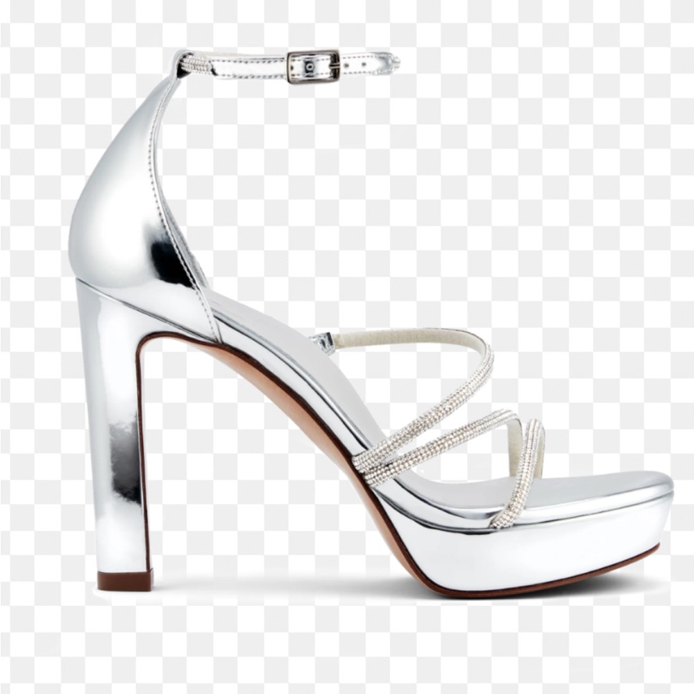Inez Bianca Silver Metallic with Crystals
